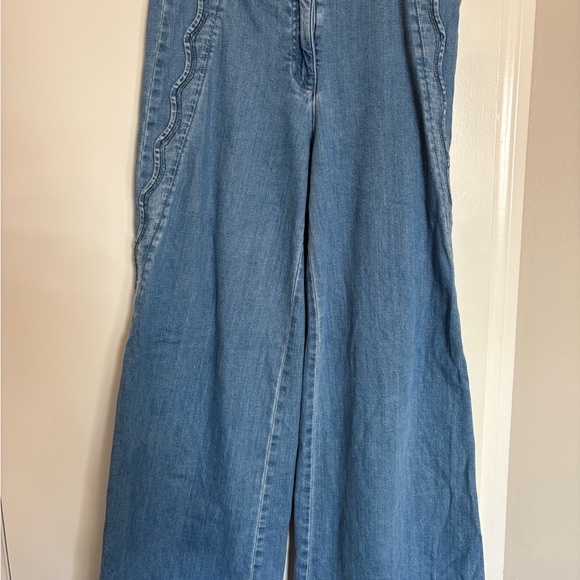 Anthropologie Maeve Scalloped-Edge High-Rise Wide-Leg Jeans - Picture 4 of 5